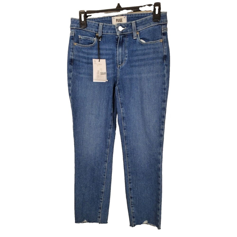 PAIGE Kylie Crop Jeans Lariza Distressed Blue Denim Size 27 NWT